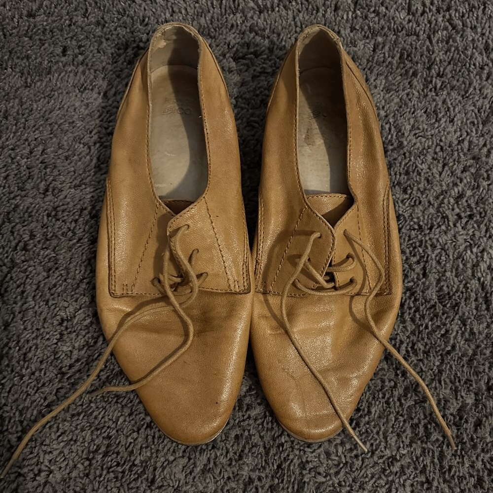 Frye And Co Brown Leather Lace Up Flats